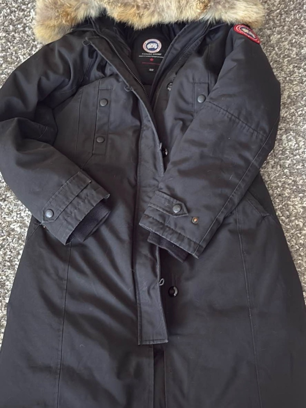 Canada Goose Black Long Down Kesington Parka with Fur Hood - Picture 1 of 4